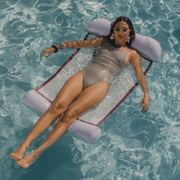 Premium Fabric Pool Hammock Blue White & Red Stripe - FUNBOY